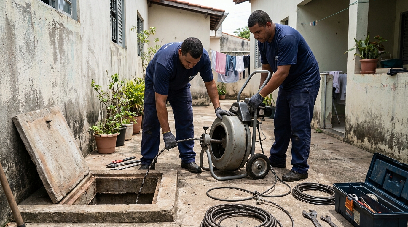 Desentupimento de rede de esgoto em Franca‑SP