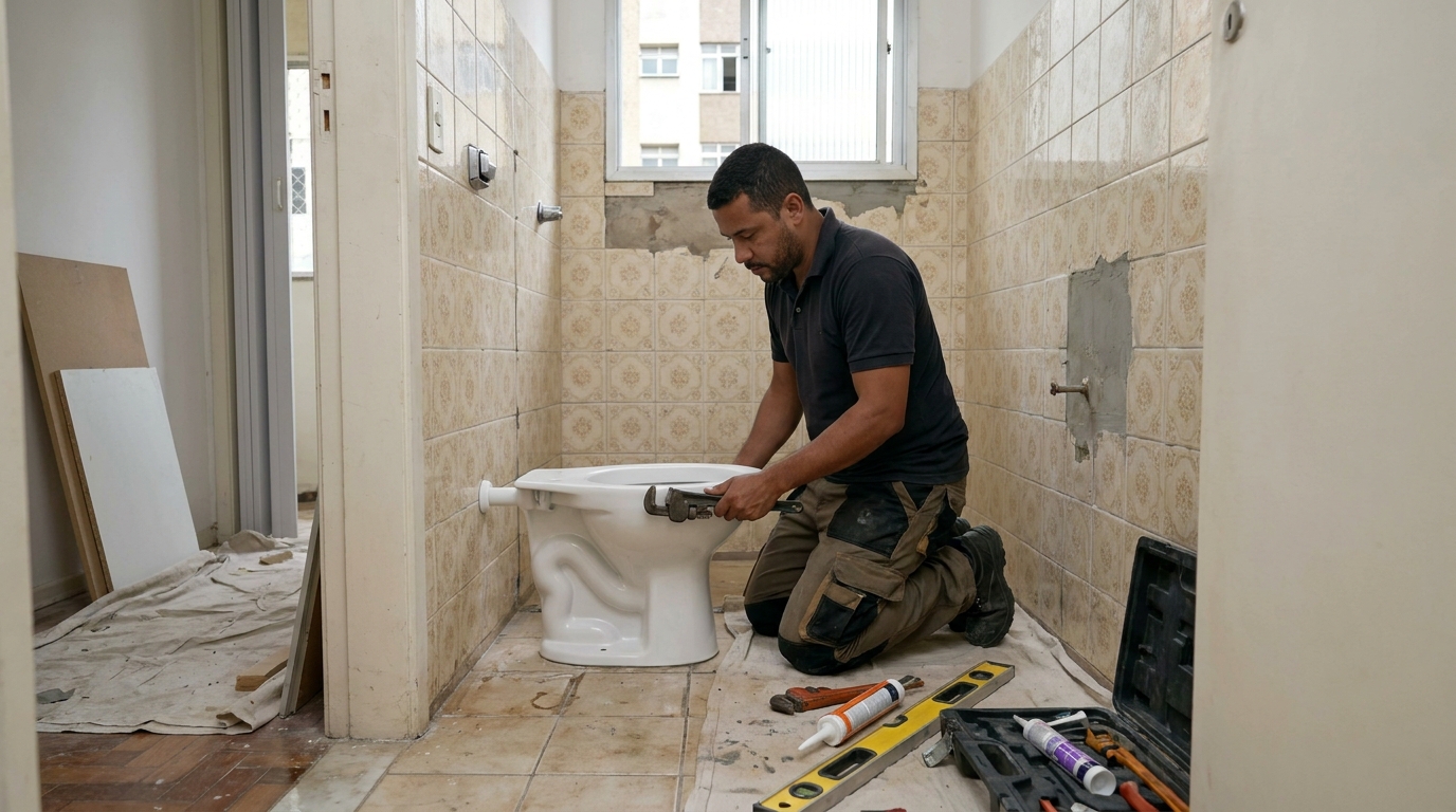 Instalação de vaso sanitário profissional em Franca‑SP