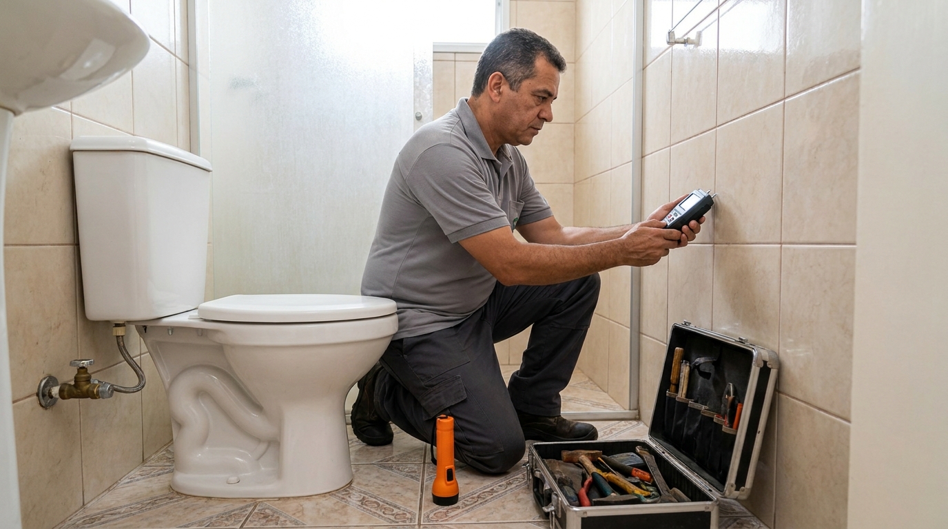 Técnico de caça vazamento com detector em Franca‑SP