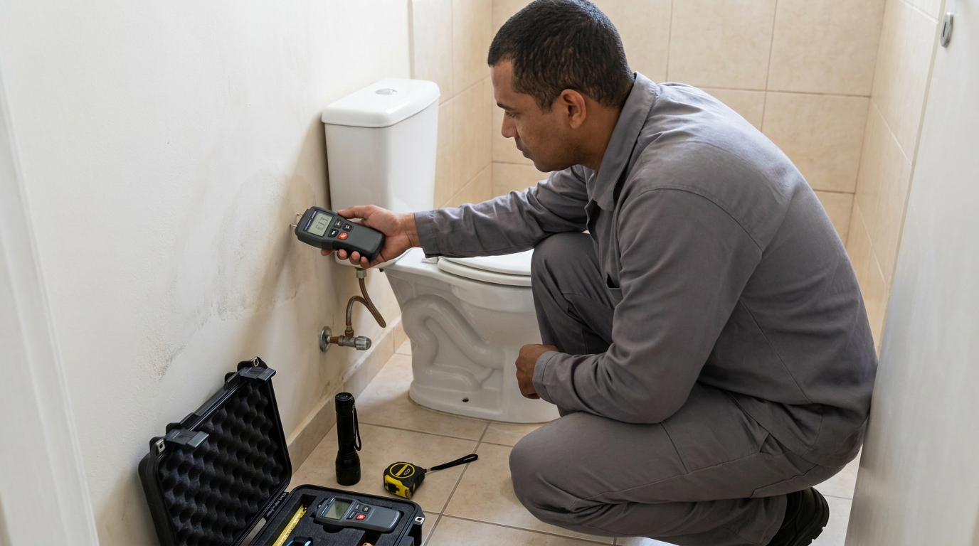 Técnico de caça vazamento em residência em Franca‑SP